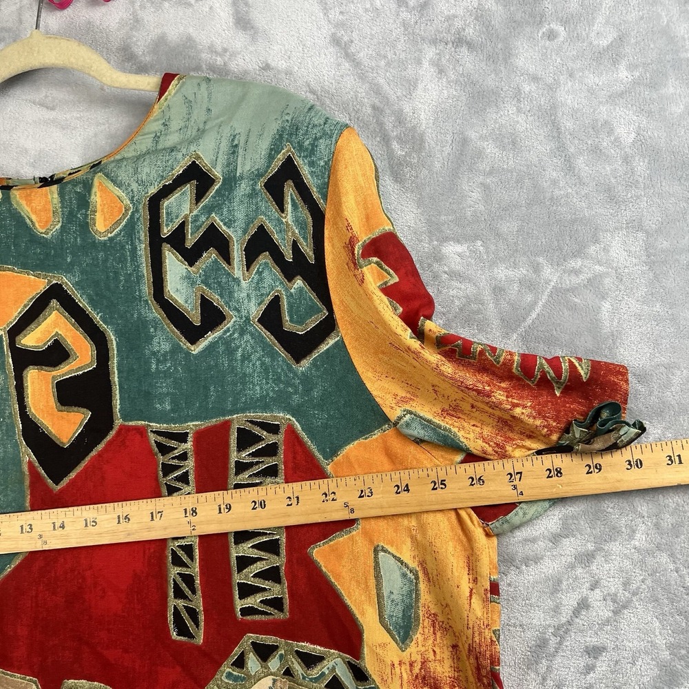 Vintage Dress Artsy Old Money IN CINQ 24w Color Block Print Relaxed Fit Made USA - Picture 4 of 14
